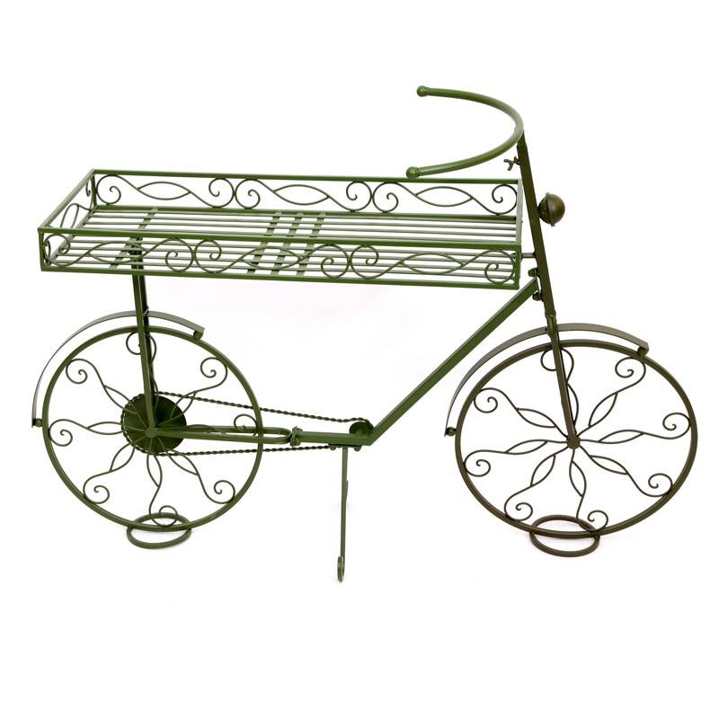 Bici 3 portatiestos de forja verde