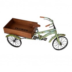 Bici carro forja madera flores