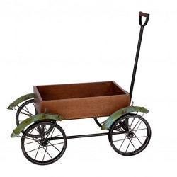 Carro asa madera forja flores