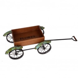 Carro asa madera forja flores