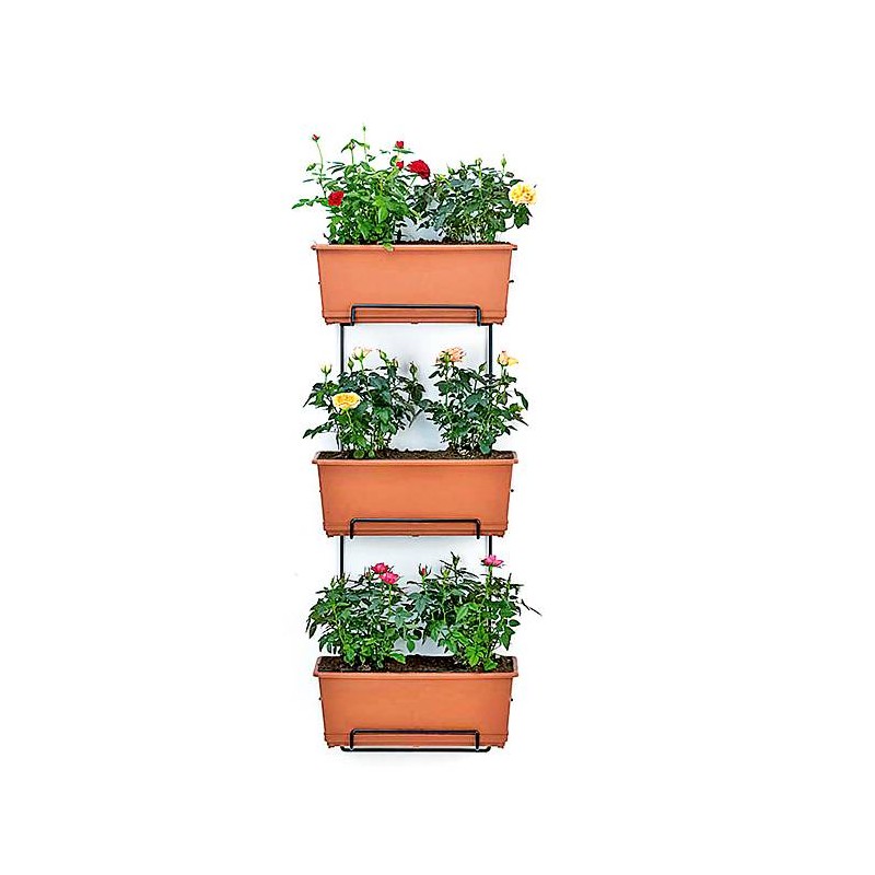Soporte jardinera vertical 3 alturas con macetas