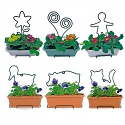 Soporte jardinera natura con maceta y figura