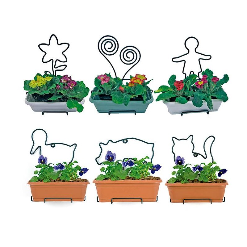 Soporte jardinera natura con maceta y figura