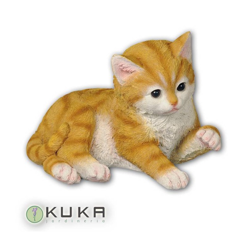 Figura gato amarillo a rayas marrones