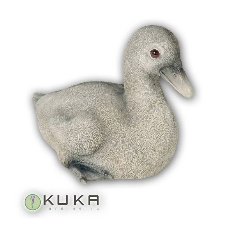 Figura pato gris pequeño sentado