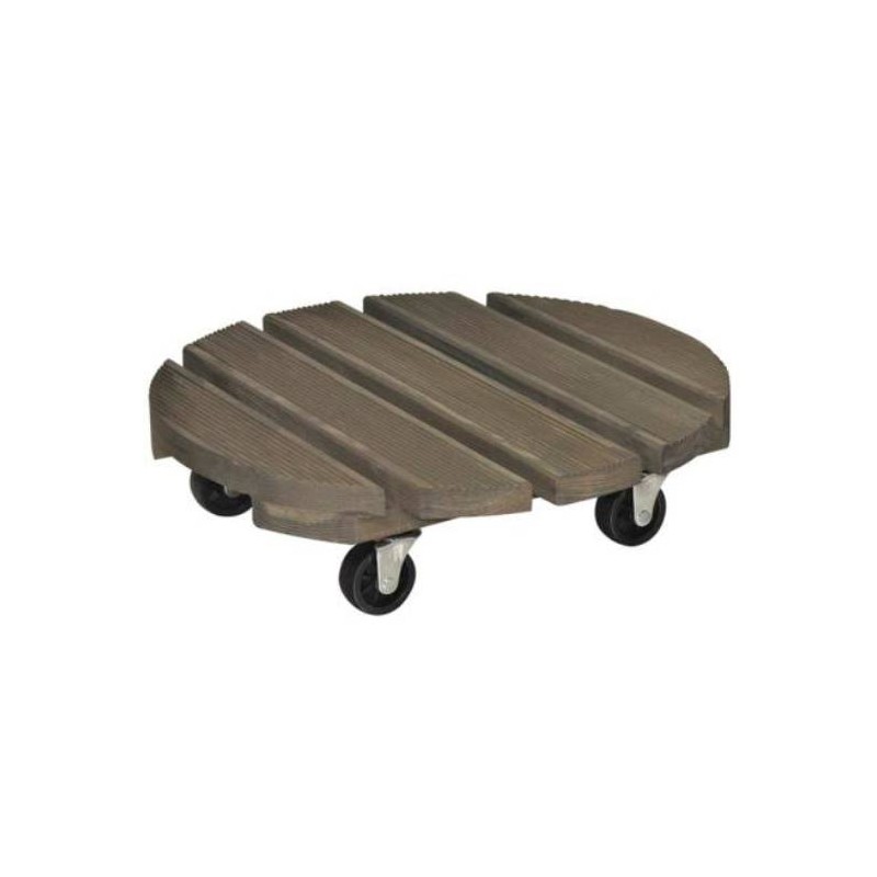 Soporte macetas ruedas vintage redondo
