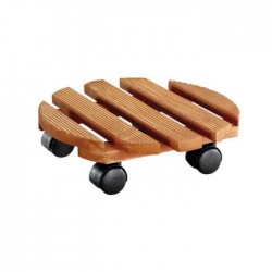 Soporte macetas ruedas country redondo