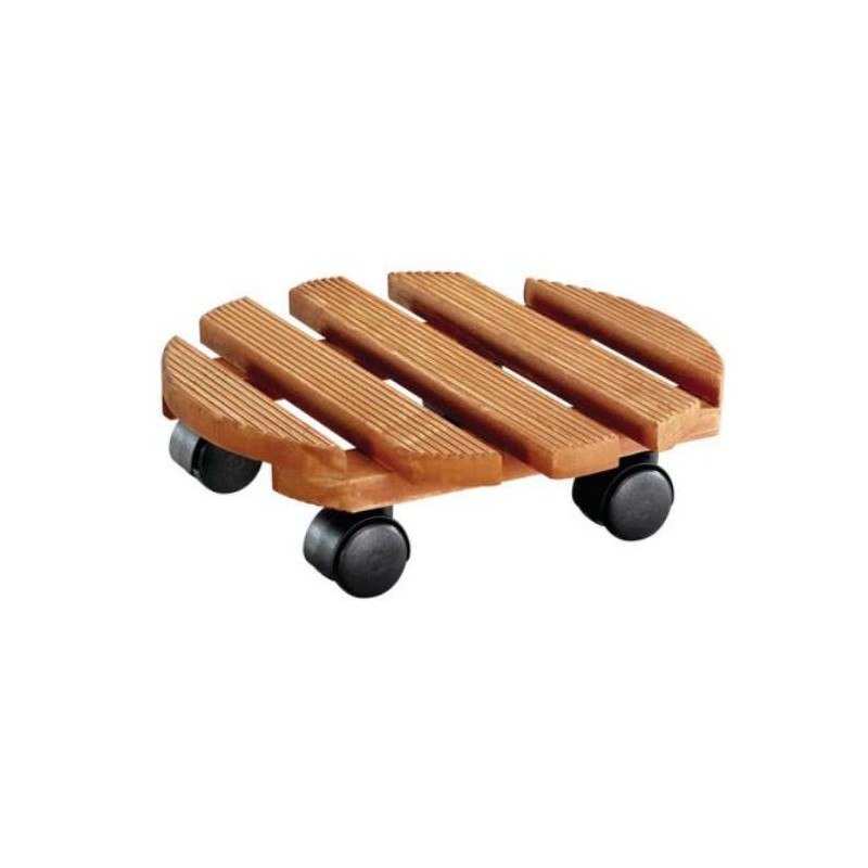 Soporte macetas ruedas country redondo