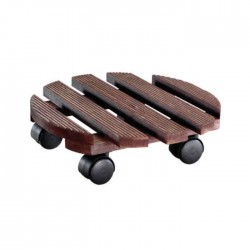 Soporte macetas ruedas country redondo