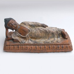 Figura poli buda tumbado con peana