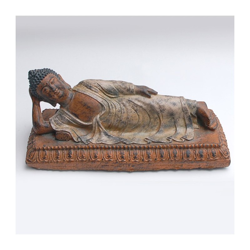 Figura poli buda tumbado con peana