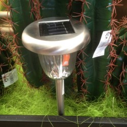 Lampara solar acero inox.