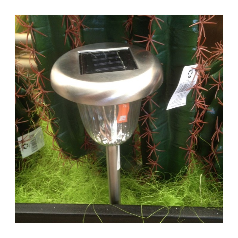 Lampara solar acero inox.